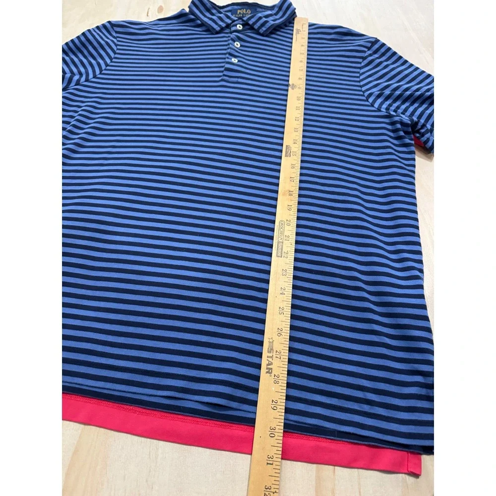 Lot 2 Polo Ralph Lauren Pima Soft Touch Polo XXL Pink Blue Striped‎ Golf Shirts